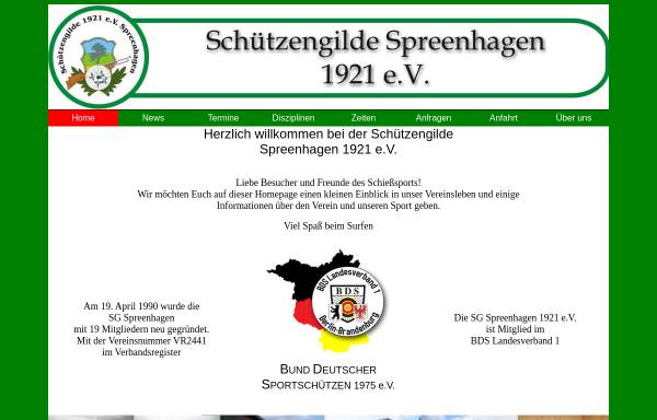 Vorschau von www.schuetzengilde-spreenhagen.de, Schützengilde Spreenhagen 1921 e.V.