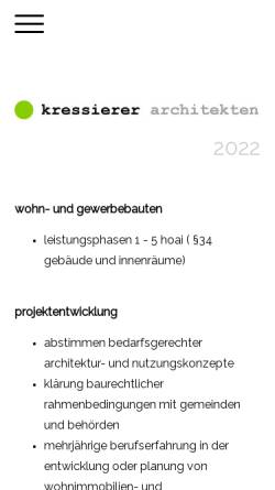 Vorschau der mobilen Webseite www.kressierer.de, Architekt Robert Kressierer