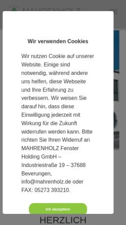 Vorschau der mobilen Webseite www.mahrenholz.de, MAHRENHOLZ Fenster Holding GmbH