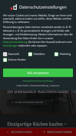 Vorschau der mobilen Webseite www.dassbach-kuechen.de, Dassbach Küchen Werksverkauf GmbH & Co KG
