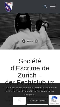 Vorschau der mobilen Webseite www.sezh.ch, Société d'Escrime de Zurich SEZ
