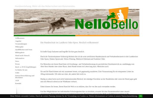 Vorschau von www.nellobello.de, Hundeschule NelloBello, Inhaberin Katja Sarkamm