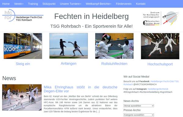 Vorschau von www.fechten-in-heidelberg.de, TSG Rohrbach / Heidelberger FC