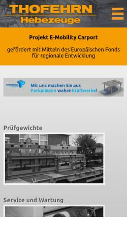 Vorschau der mobilen Webseite www.thofehrn.de, Thofern Hebezeuge GmbH & Co. KG