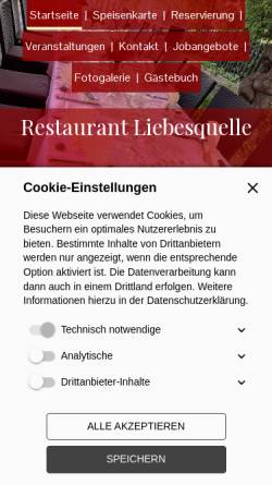 Vorschau der mobilen Webseite www.restaurant-liebesquelle.de, Restaurant Liebesquelle