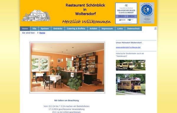 Vorschau von www.restaurant-schoenblick-woltersdorf.de, Restaurant Schönblick