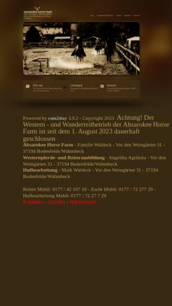 Vorschau der mobilen Webseite www.absarokee-horse-farm.de, Absarokee Horse Farm