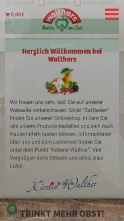 Vorschau der mobilen Webseite www.walthers.de, Kelterei Walther GmbH & Co. KG