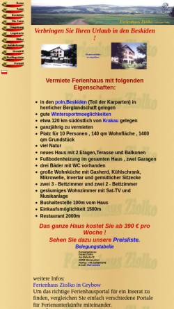 Vorschau der mobilen Webseite www.beskiden.de, Ferienhaus Ziolko