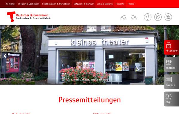 Vorschau von www.buehnenverein.de, Deutscher Bühnenverein - Bundesverband der Theater und Orchester