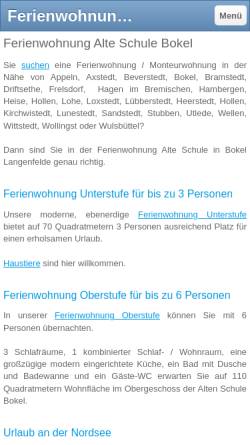 Vorschau der mobilen Webseite www.alte-schule-bokel.de, Ferienwohnung Alte Schule Bokel