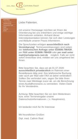 Vorschau der mobilen Webseite www.hautarzt-rast.de, Dipl.-Med. Cathrin Rast, Fachärztin für Haut- und Geschlechtskrankheiten