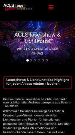 Vorschau der mobilen Webseite www.acls-laser.de, ACLS Animated Computercontrolled Laser Systems, Inh. Andreas Jürgens