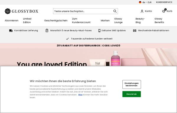 Vorschau von www.glossybox.de, Glossybox - Die neuesten Kosmetiktrends in einer Box