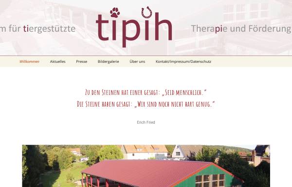 Vorschau von www.tipih.de, Tipih - Zentrum für tiergestützteTherapie und Förderung