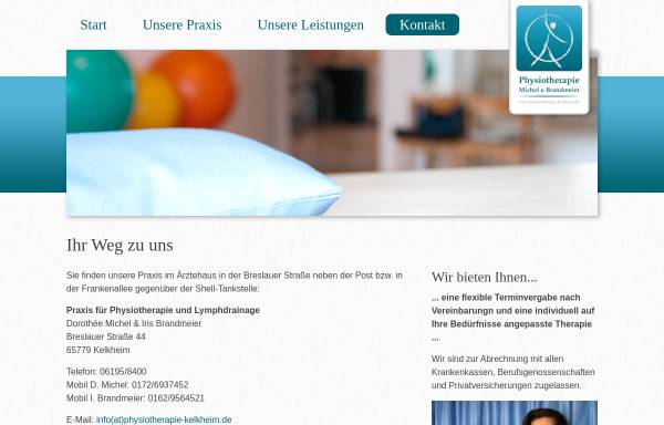 Vorschau von www.physiotherapie-kelkheim.de, Praxis für Physiotherapie und Lymphdrainage Michel & Brandmeier