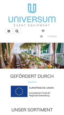 Vorschau der mobilen Webseite www.universumverleih.de, Universum Geschirrverleih & Eventausstattung GmbH & Co. KG