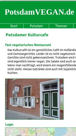 Vorschau der mobilen Webseite www.potsdamvegan.de, Potsdamer Kulturcafe