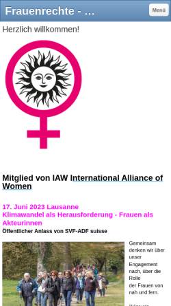 Vorschau der mobilen Webseite www.feminism.ch, Schweizerischer Verband für Frauenrechte (SVF)