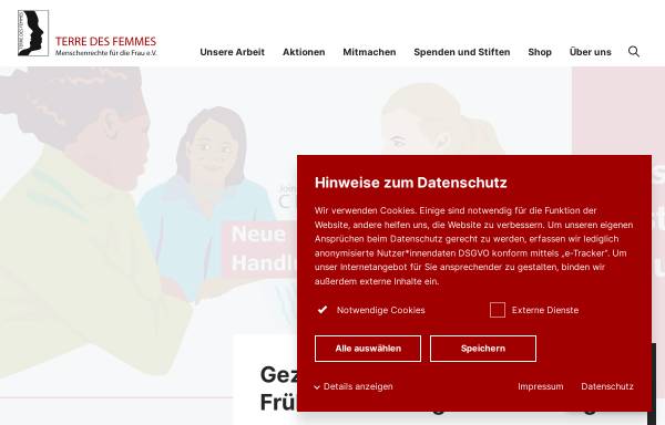 Vorschau von www.frauenrechte.de, Terre Des Fermmes: Menschenrechte für die Frau