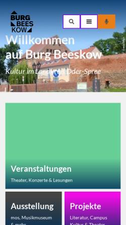 Vorschau der mobilen Webseite www.burg-beeskow.de, Burg Beeskow