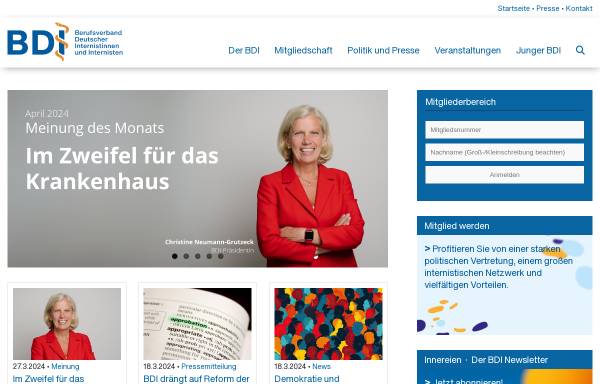 Vorschau von www.bdi.de, BDI - Berufsverband Deutscher Internisten