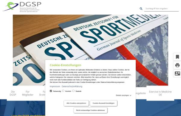 Vorschau von www.dgsp.de, DGSP - Deutsche Gesellschaft für Sportmedizin und Prävention e.V.