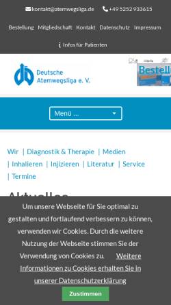 Vorschau der mobilen Webseite www.atemwegsliga.de, Deutsche Atemwegsliga e.V.