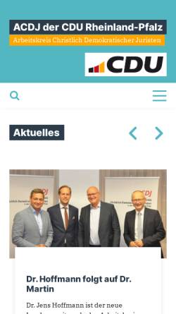 Vorschau der mobilen Webseite www.acdj-rlp.cdu.de, Arbeitskreis Christlich-Demokratischer Juristen (ACDJ) Rheinland-Pfalz