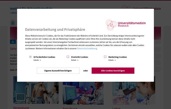 Vorschau von www.ipm.uni-rostock.de, Universität Rostock - Institut für Präventivmedizin, Arbeitsmedizin, Sportmedizin, Sozialmedizin
