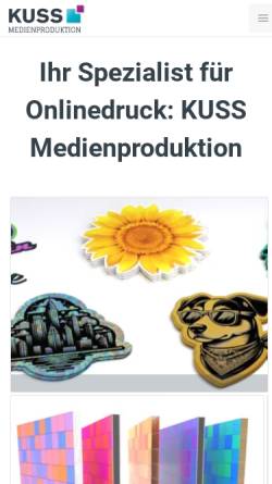 Vorschau der mobilen Webseite www.kuss-potsdam.de, Druckerei Kuss GmbH