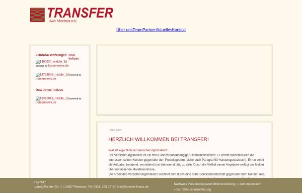 Vorschau von www.transfer-versicherungsmakler.de, Versicherungsmakler Uwe Madeja
