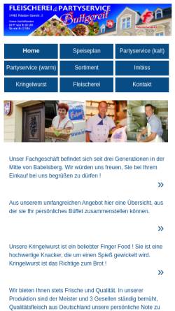 Vorschau der mobilen Webseite www.kringelwurst.de, Fleischerei & Partyservice Buttgereit
