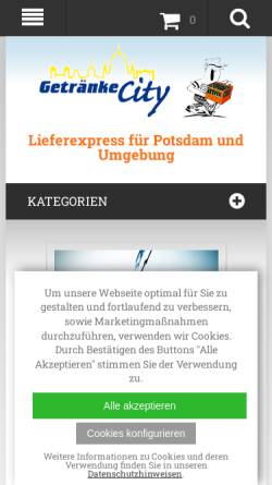 Vorschau der mobilen Webseite www.getraenke-city.de, Getränke City