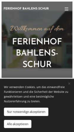 Vorschau der mobilen Webseite www.ferienhof-bahlens-schur.de, Ferienhof Bahlens-Schur