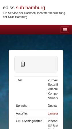 Vorschau der mobilen Webseite ediss.sub.uni-hamburg.de, Videobildverarbeitende Komponenten