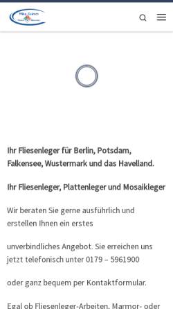 Vorschau der mobilen Webseite www.fliesenverlegung-grimm.de, Fliesenverlegung Grimm