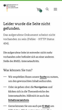 Vorschau der mobilen Webseite www.bmelv.de, Deutsche Bundesliste Schulmich - Bundesministerium für Ernährung, Landwirtschaft und Verbraucherschutz