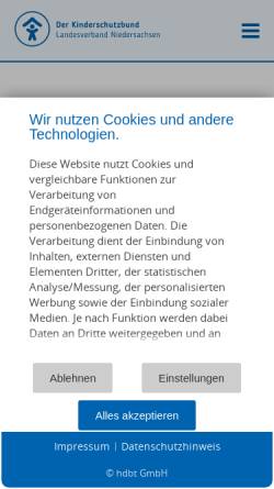 Vorschau der mobilen Webseite www.kinderschutzbund-niedersachsen.de, Deutscher Kinderschutzbund