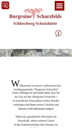 Vorschau der mobilen Webseite www.burgruine-scharzfels.de, Burgruine Scharzfels - Annett Illert