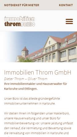 Vorschau der mobilen Webseite www.throm.de, Throm Immobilien