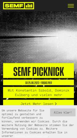Vorschau der mobilen Webseite semf.net, SEMF - Stuttgart Electronic Music Festival