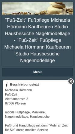 Vorschau der mobilen Webseite www.fusspflege-kaufbeuren.de, Fuß-Zeit Michaela Hörmann