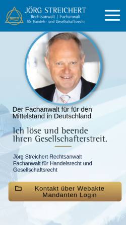 Vorschau der mobilen Webseite www.streichert.de, Rechtsanwalt Jörg Streichert