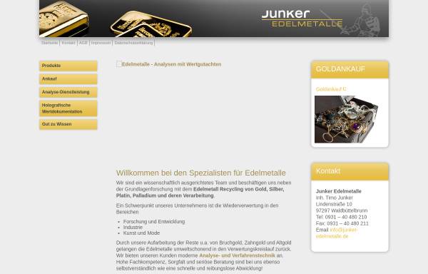 Vorschau von www.junker-edelmetalle.de, Junker Edelmetalle Timo Junker