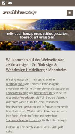 Vorschau der mobilen Webseite www.zeitlosdesign.de, Werbeagentur zeitlos, Joern Axel Clauer & Partner GbR mbH