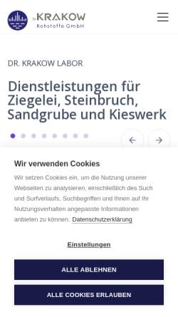 Vorschau der mobilen Webseite www.dr-krakow-labor.de, Dr. Krakow Rohstoffconsult