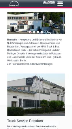 Vorschau der mobilen Webseite www.bausetra.de, Potsdamer Baumaschinen- und Nutzfahrzeuge-Service GmbH