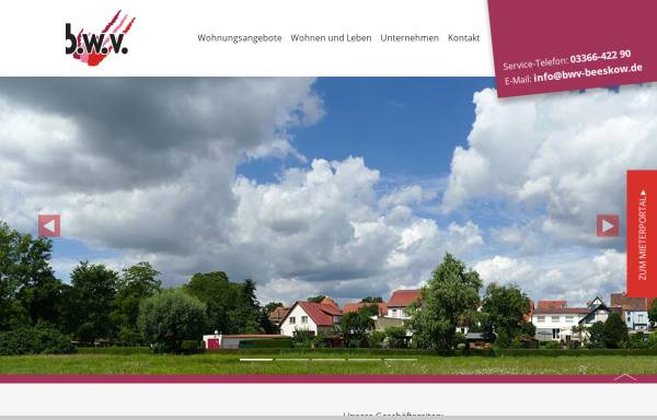 Vorschau von bwv.beeskow.de, Beeskower Wohnungsbau- und Verwaltungsgesellschaft mbH