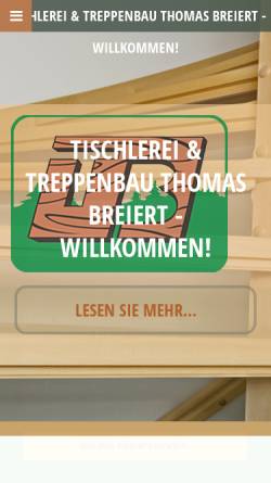 Vorschau der mobilen Webseite tischlerei-breiert.de, Thomas Breiert, Tischlerei und Treppenbau